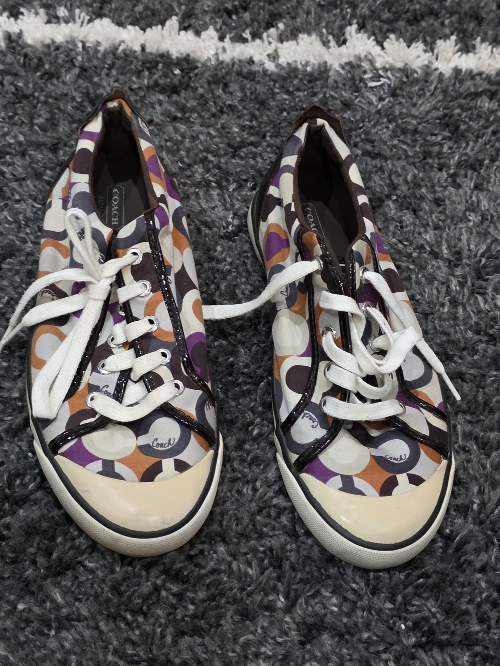 Coach Low-Top Sneakers in Purple, Orange, Brown, White - Picture 5 of 8